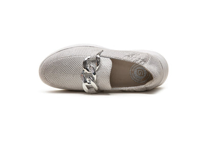 G Comfort S-2721 Silver White Metallic Ultra Light Moccasins