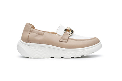 G Comfort S-2722 BC Beige Combi Ultra Light Moccasins with Chain