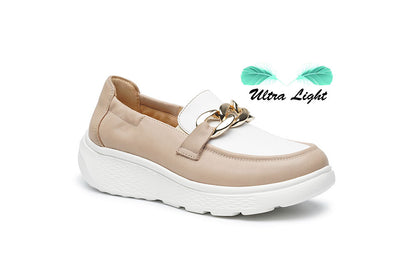 G Comfort S-2722 BC Beige Combi Ultra Light Moccasins with Chain