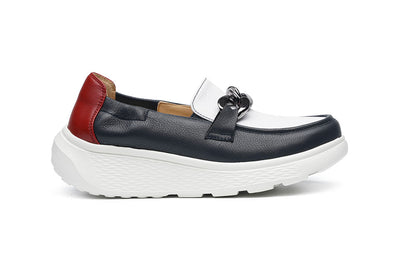 G Comfort S-2722 LC White, Navy & Red Combi Ultra Light Moccasins