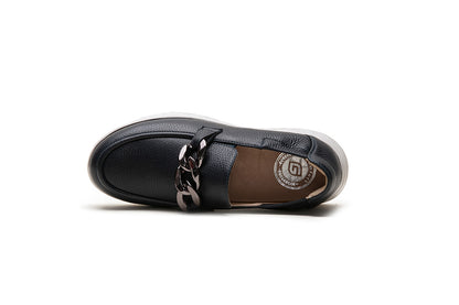 G Comfort S-2722 Navy Ultra Light Moccasins with Chain