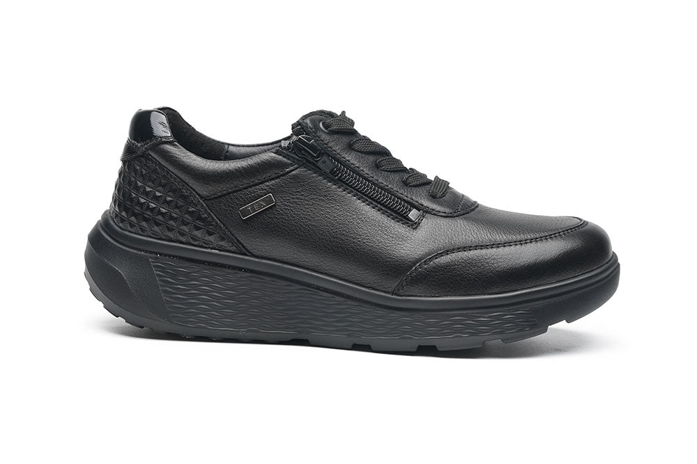 G Comfort S-2725 S Black Softnappa Sneaker with Side Zip - Ultra Light