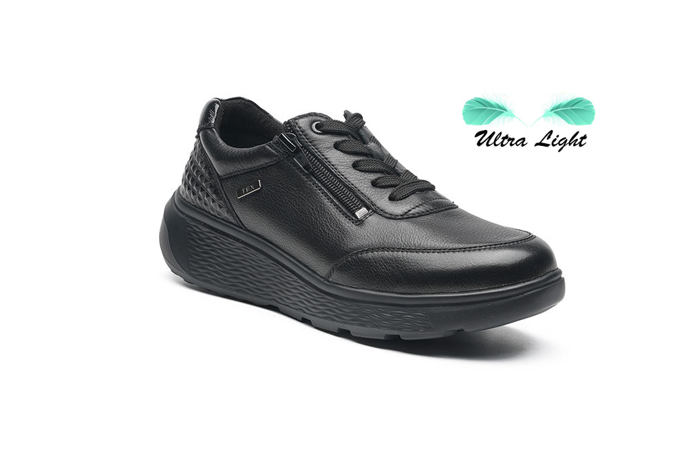G Comfort S-2725 S Black Softnappa Sneaker with Side Zip - Ultra Light