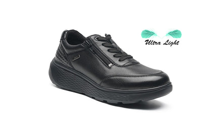 G Comfort S-2725 S Black Softnappa Sneaker with Side Zip - Ultra Light