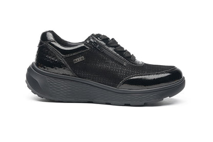 G Comfort S-2725 SF Black Patent Fantasy Sneaker with Side Zip.- Ultra Light