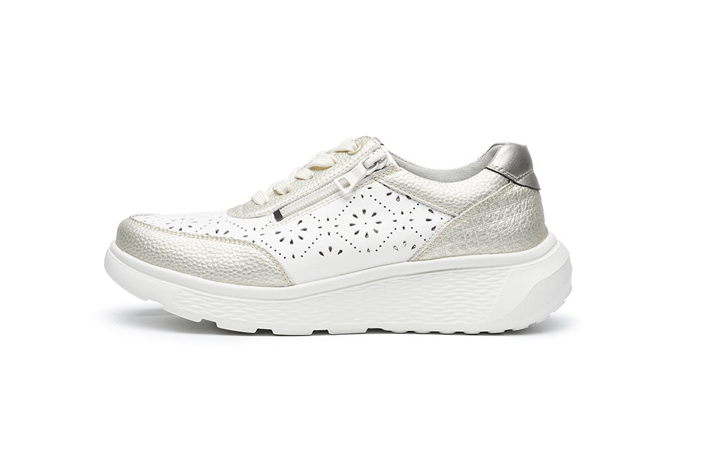 G Comfort S-2726 CC White Champagne Ultra Light Perforation Sneakers