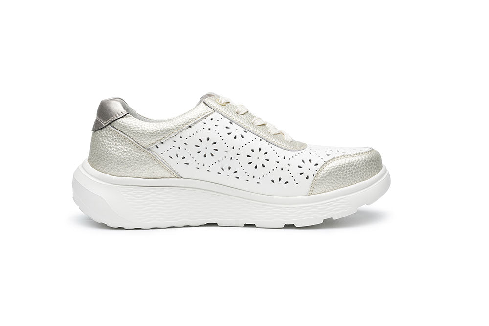 G Comfort S-2726 CC White Champagne Ultra Light Perforation Sneakers