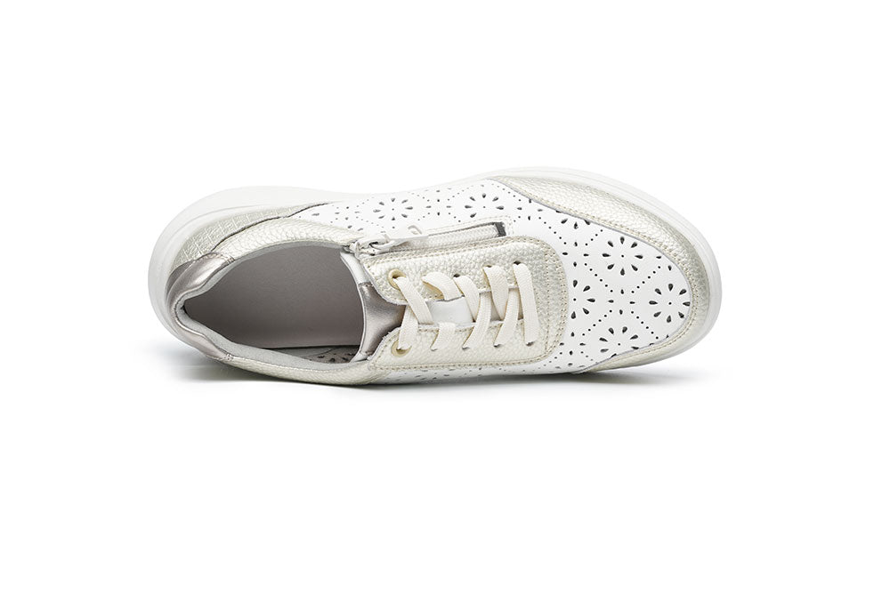 G Comfort S-2726 CC White Champagne Ultra Light Perforation Sneakers