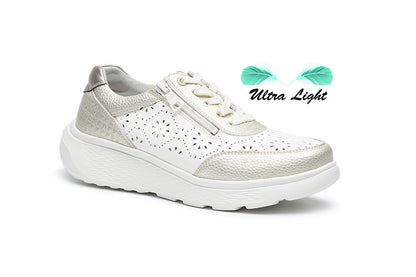 G Comfort S-2726 CC White Champagne Ultra Light Perforation Sneakers
