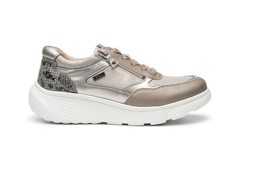G Comfort S-2731 TC Taupe Combi Ultra Light Sneakers with Zip & Croc Back