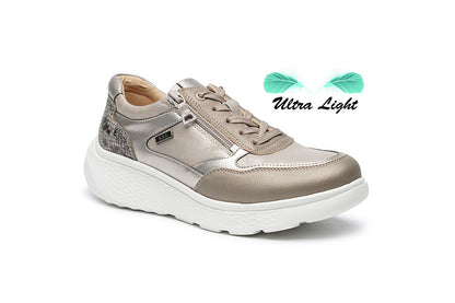 G Comfort S-2731 TC Taupe Combi Ultra Light Sneakers with Zip & Croc Back