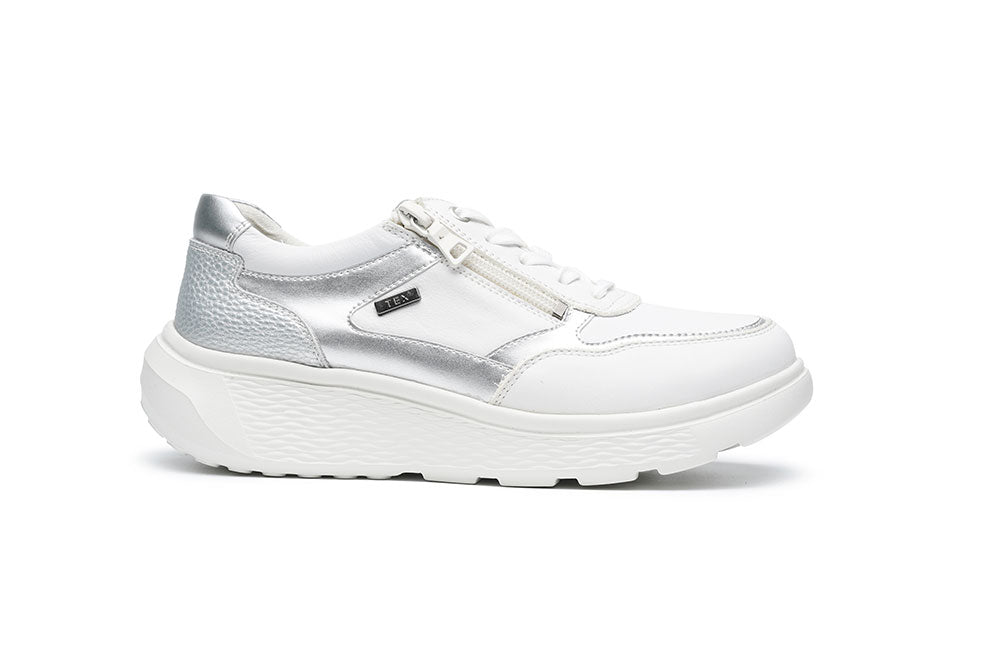 G Comfort S-2731 WS White Silver Ultra Light Sneakers with Zip
