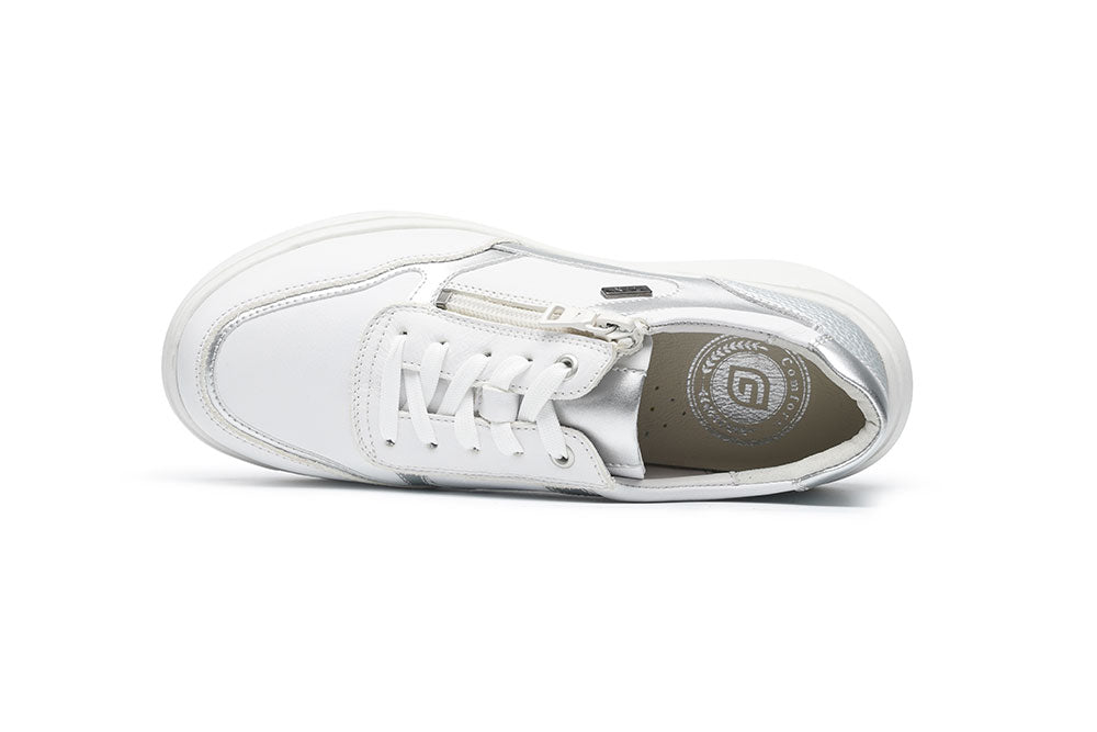 G Comfort S-2731 WS White Silver Ultra Light Sneakers with Zip