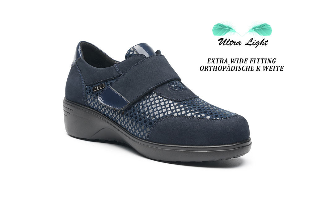 G Comfort S-5254 LN Navy Fantasy Extra Wide K Ultra Light Velcro Shoes