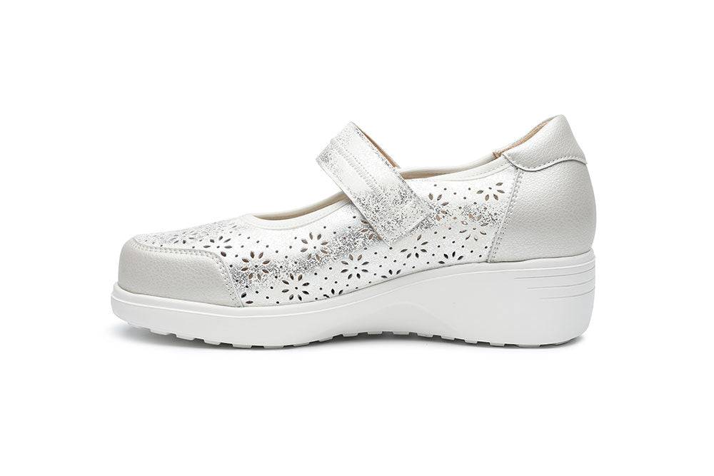 G Comfort S-5255 SC Grey Silver Combi Ultra Light Extra Wide Mary Janes