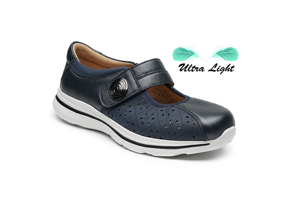 G Comfort S-823 L Navy Metallic Ultra Light Velcro Shoes