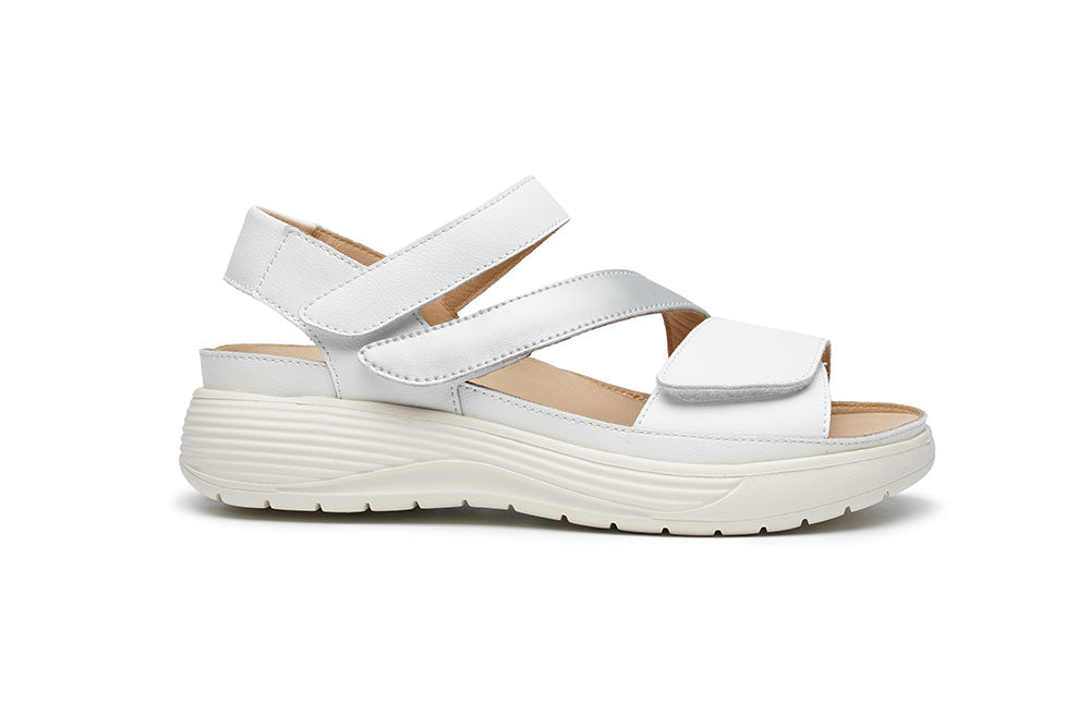 G Comfort S-8624 WS White Silver H Fitting Ultra Light Sandals