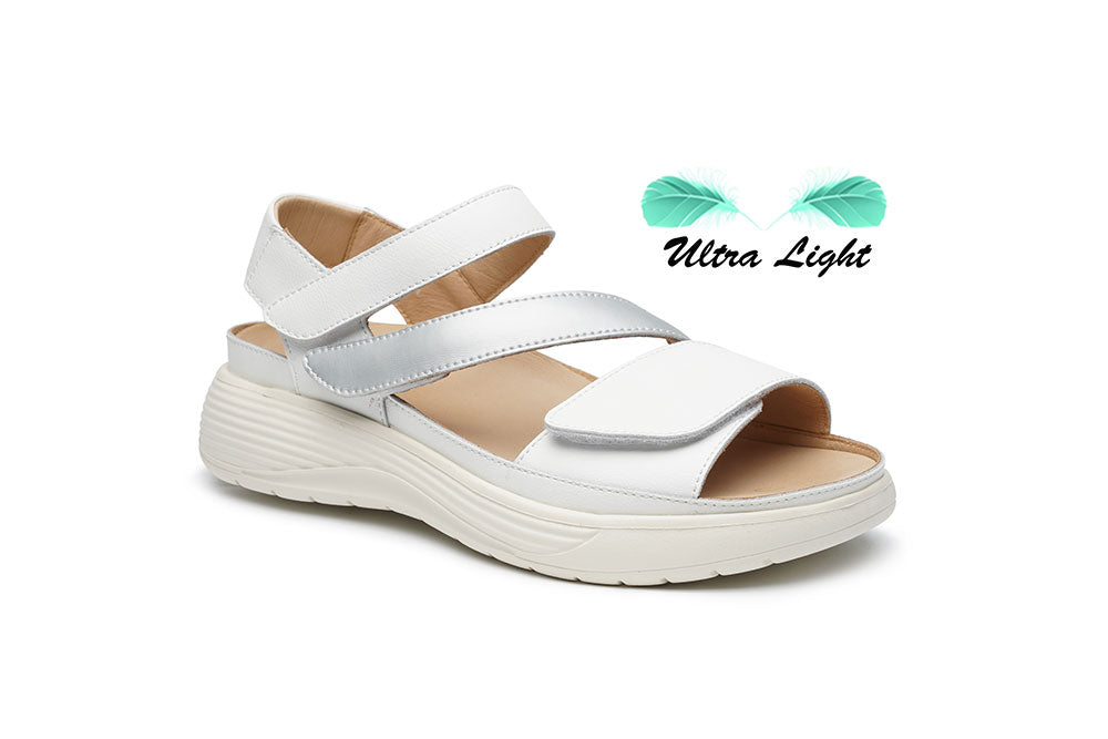 G Comfort S-8624 WS White Silver H Fitting Ultra Light Sandals