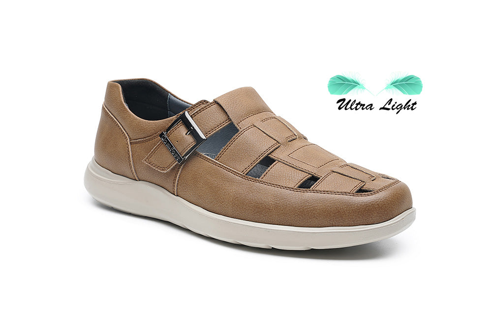 G Comfort S-8953 C Cognac Tan Milled Nubuck Ultra Light Closed Toe Sandals