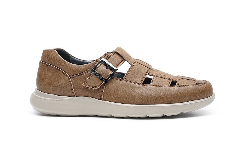G Comfort S-8953 C Cognac Tan Milled Nubuck Ultra Light Closed Toe Sandals