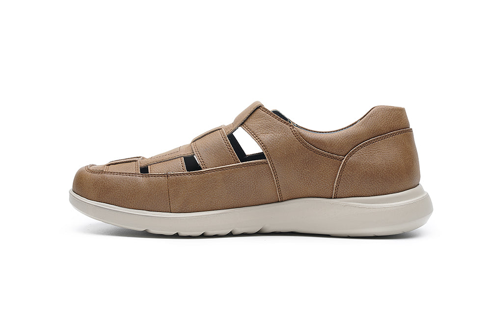 G Comfort S-8953 C Cognac Tan Milled Nubuck Ultra Light Closed Toe Sandals