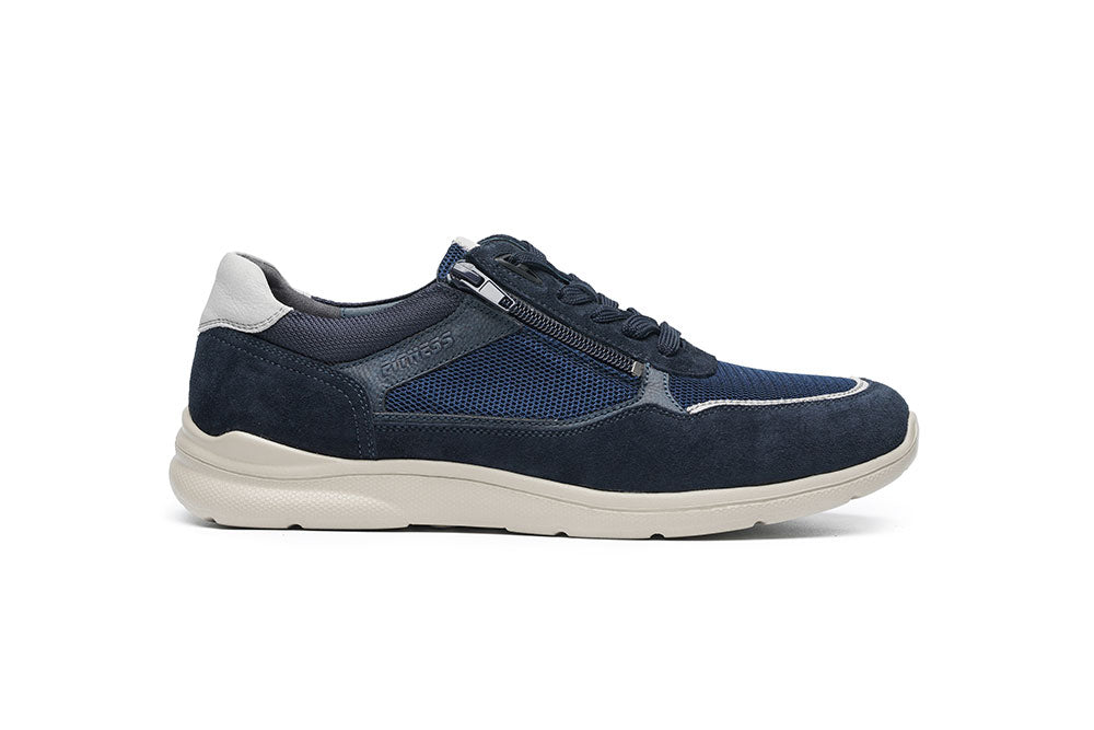 G Comfort S-966 L Navy Suede & Mesh Ultra Light Sneakers with Zip