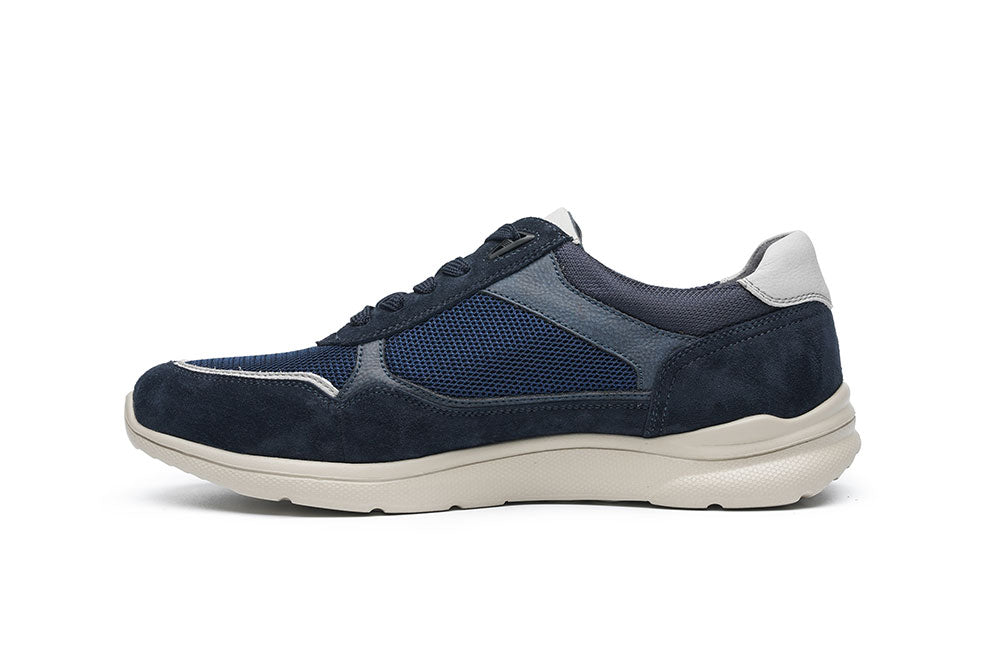 G Comfort S-966 L Navy Suede & Mesh Ultra Light Sneakers with Zip