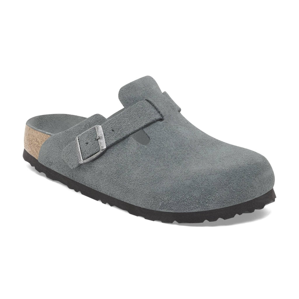 Birkenstock 1030874 Boston Soft Footbed Suede Leather Basalt Gray Clogs