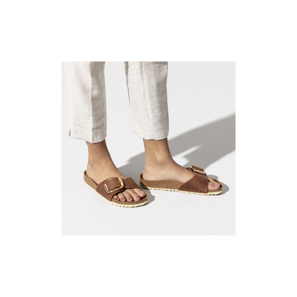 Birkenstock 1006525 Madrid Big Buckle Natural Leather Oiled Cognac Sandals