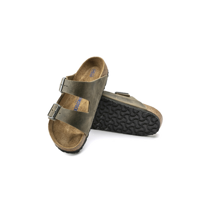 Birkenstock 1019313 Arizona Soft Footbed Natural Leather Oiled Faded Khaki Sandals