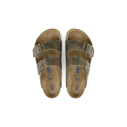 Birkenstock 1019313 Arizona Soft Footbed Natural Leather Oiled Faded Khaki Sandals