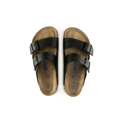 Birkenstock 0551251 Arizona Black Soft Footbed Birko Flor Sandals - Regular Fit Ladies