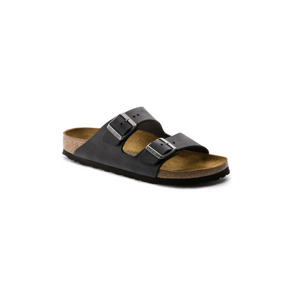Birkenstock 552111 Arizona Black Natural Leather Oiled Sandals - Regular Ladies