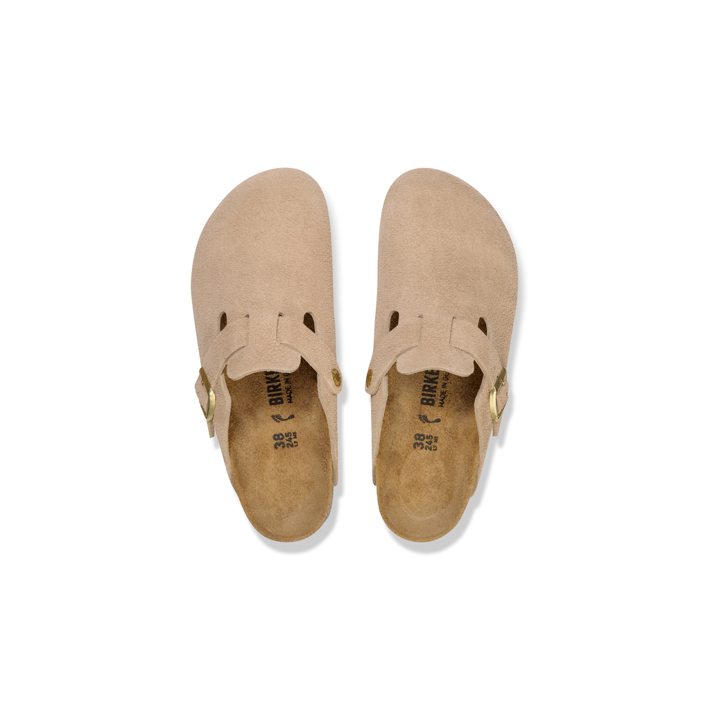 Birkenstock 1030883 Boston BS Suede Leather Sandcastle Clogs