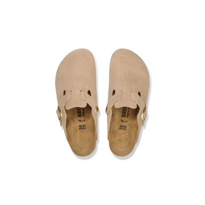 Birkenstock 1030883 Boston BS Suede Leather Sandcastle Clogs