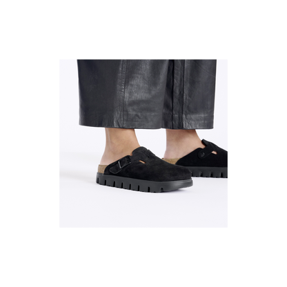 Birkenstock 1028317 Boston Chunky Papillio Suede Leather Black Clogs
