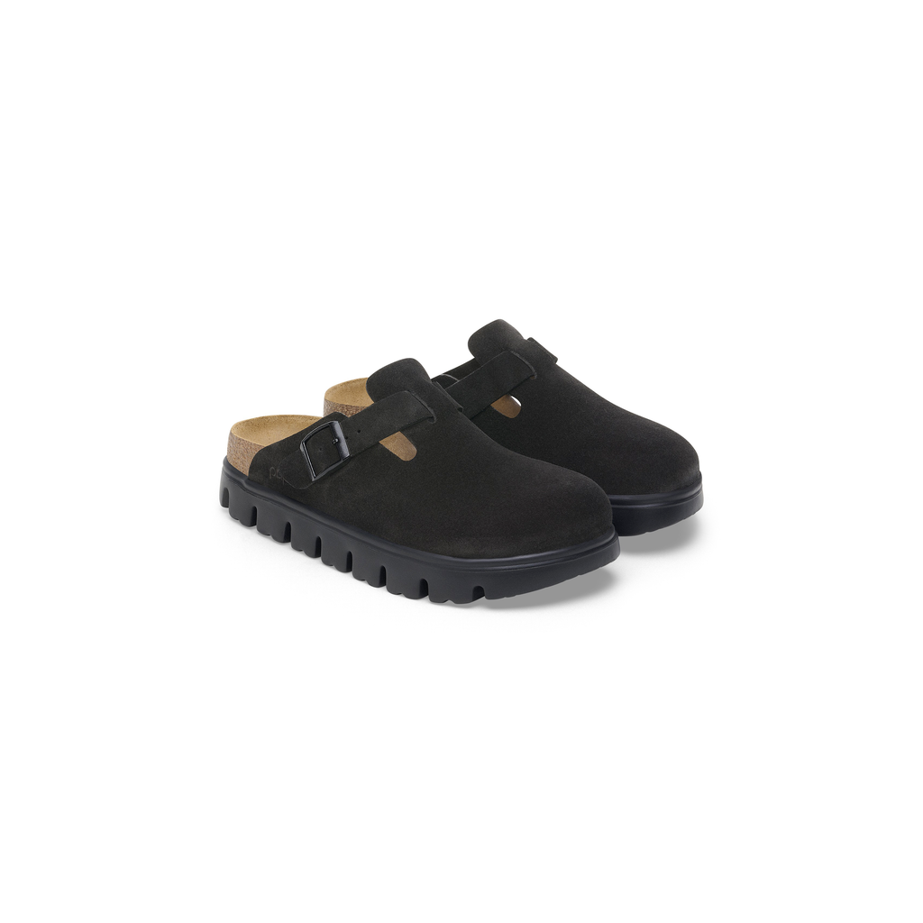 Birkenstock 1028317 Boston Chunky Papillio Suede Leather Black Clogs