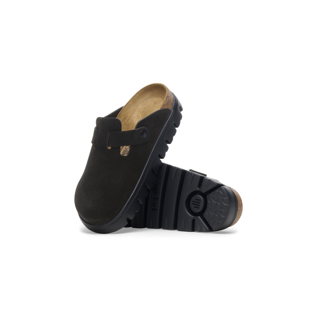 Birkenstock 1028317 Boston Chunky Papillio Suede Leather Black Clogs