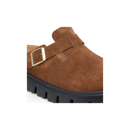 Birkenstock 1028402 Boston Chunky Papillio Suede Leather Dark Tea Clogs