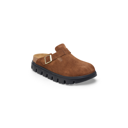 Birkenstock 1028402 Boston Chunky Papillio Suede Leather Dark Tea Clogs