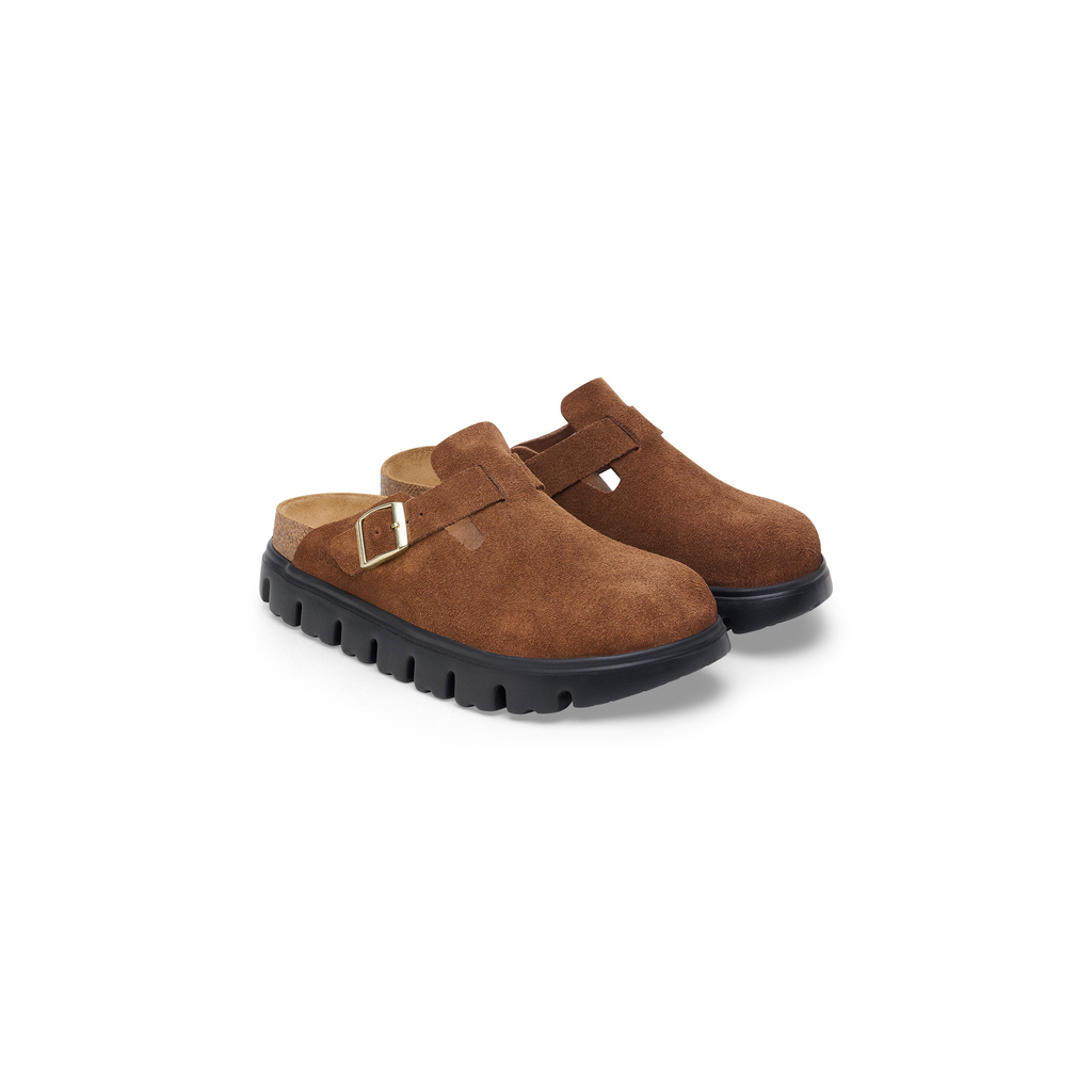 Birkenstock 1028402 Boston Chunky Papillio Suede Leather Dark Tea Clogs