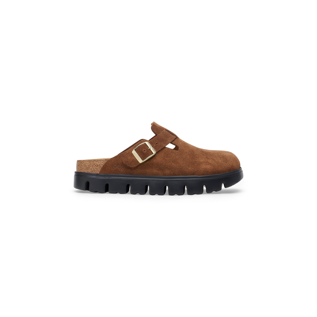 Birkenstock 1028402 Boston Chunky Papillio Suede Leather Dark Tea Clogs