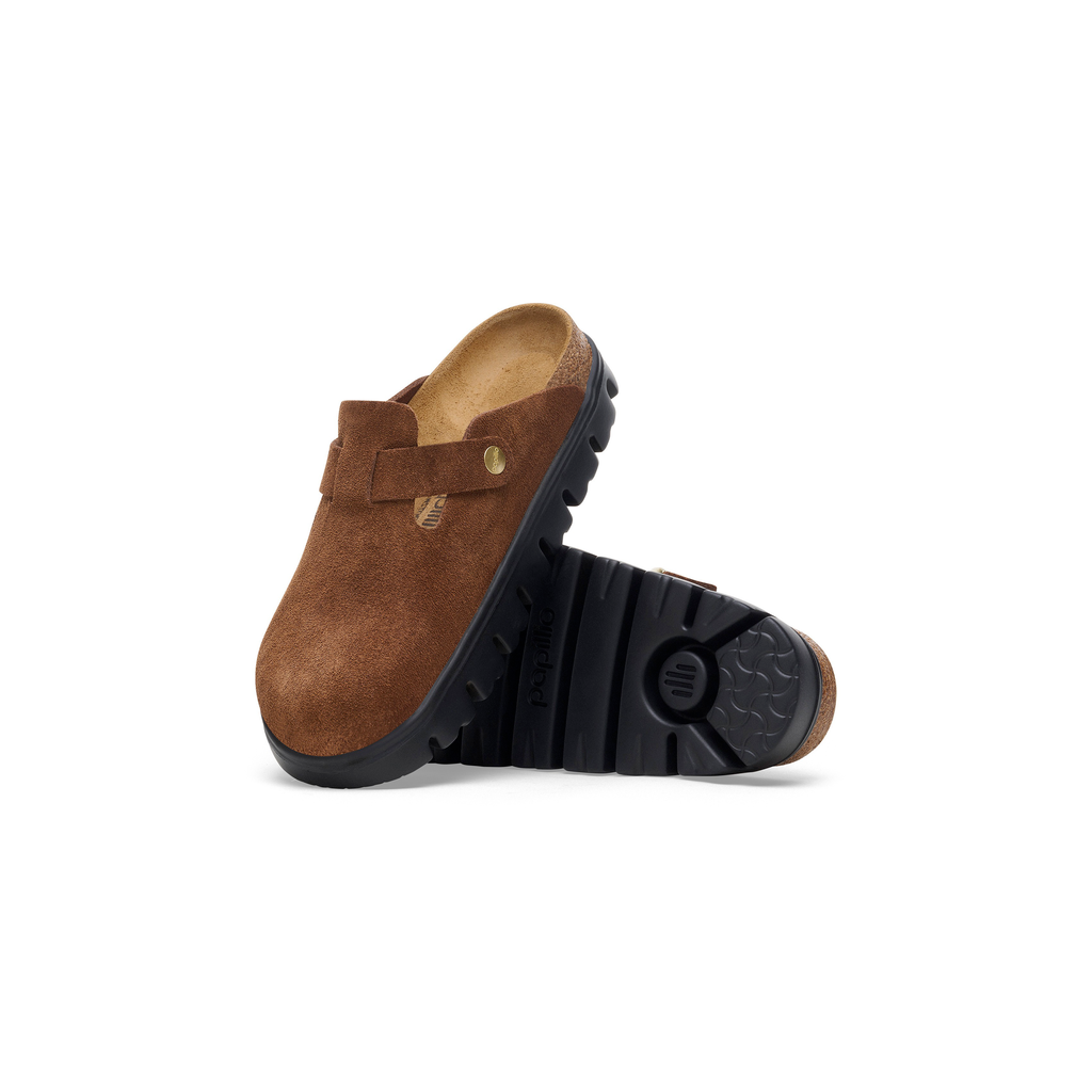 Birkenstock 1028402 Boston Chunky Papillio Suede Leather Dark Tea Clogs