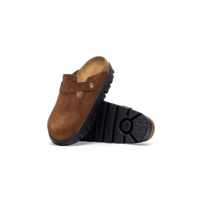 Birkenstock 1028402 Boston Chunky Papillio Suede Leather Dark Tea Clogs