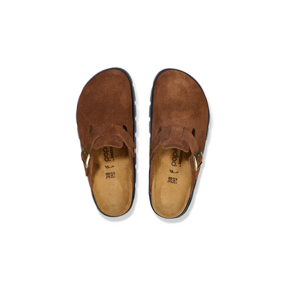 Birkenstock 1028402 Boston Chunky Papillio Suede Leather Dark Tea Clogs