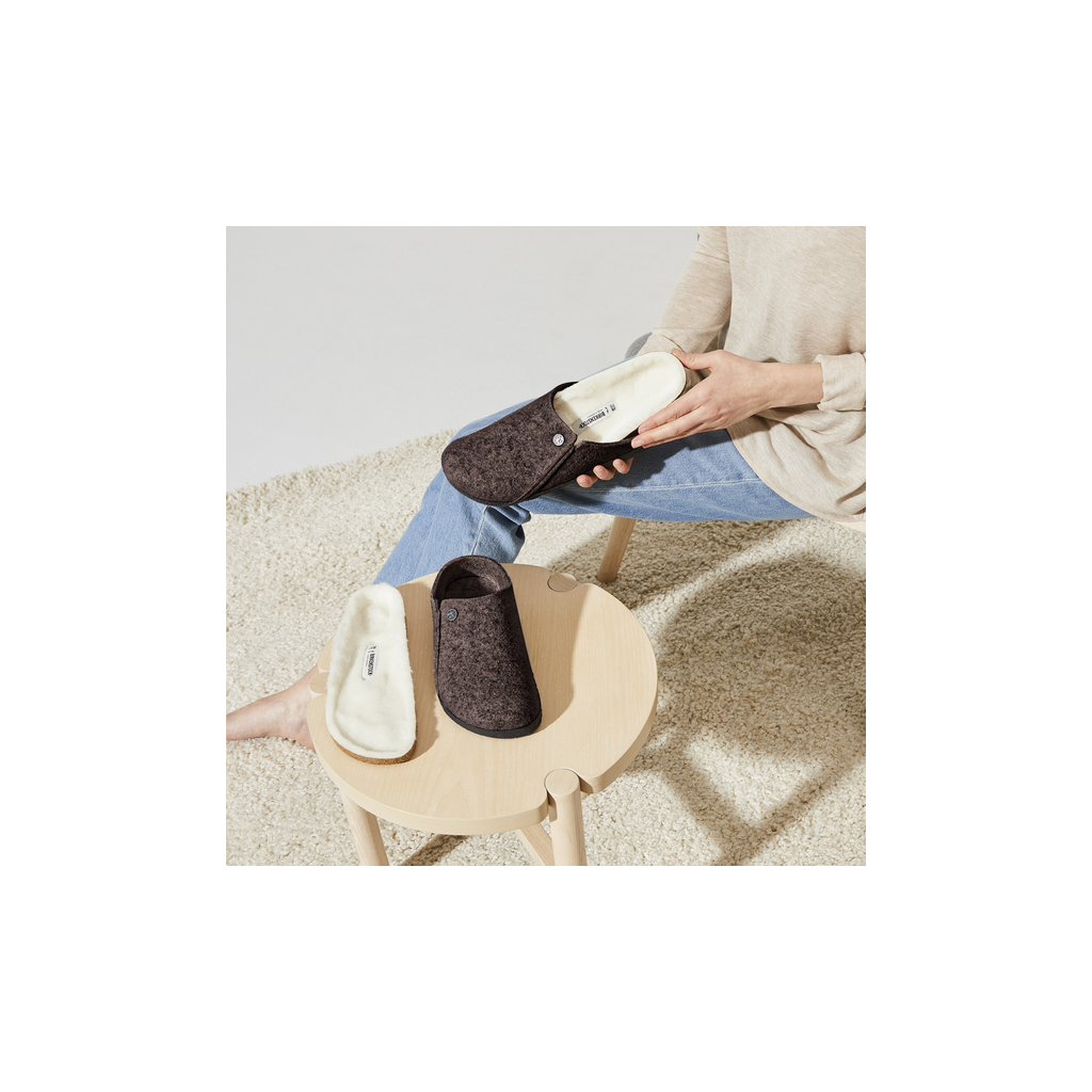 Birkenstock 1016570 Zermatt Shearling Felt Mocha Slippers