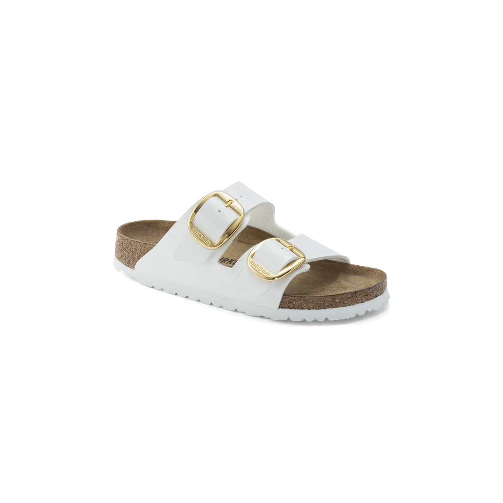 Birkenstock 1019818 Arizona Big Buckle Birko Flor White Patent Sandals