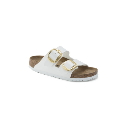 Birkenstock 1019818 Arizona Big Buckle Birko Flor White Patent Sandals
