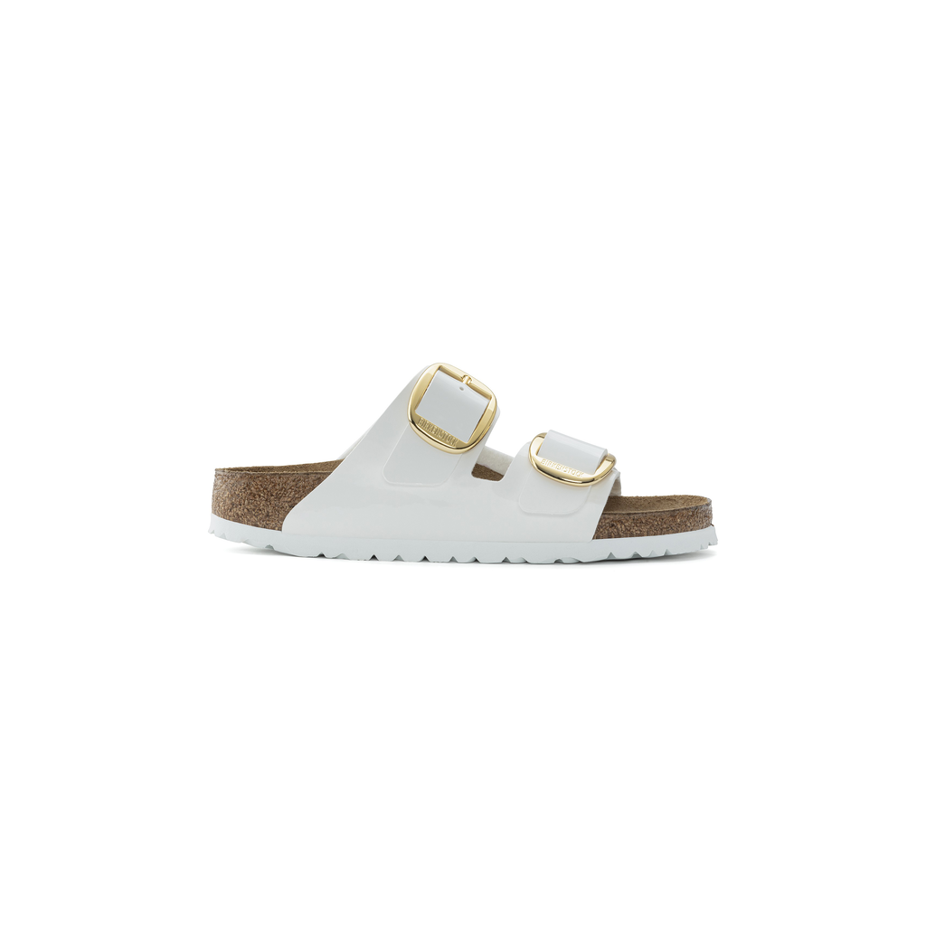 Birkenstock 1019818 Arizona Big Buckle Birko Flor White Patent Sandals