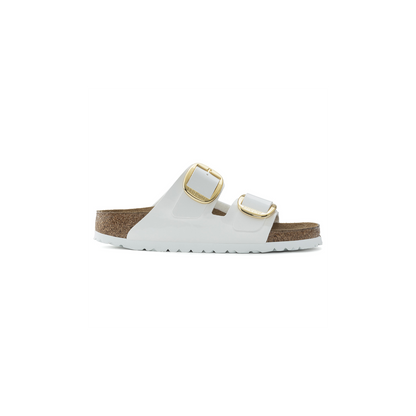 Birkenstock 1019818 Arizona Big Buckle Birko Flor White Patent Sandals